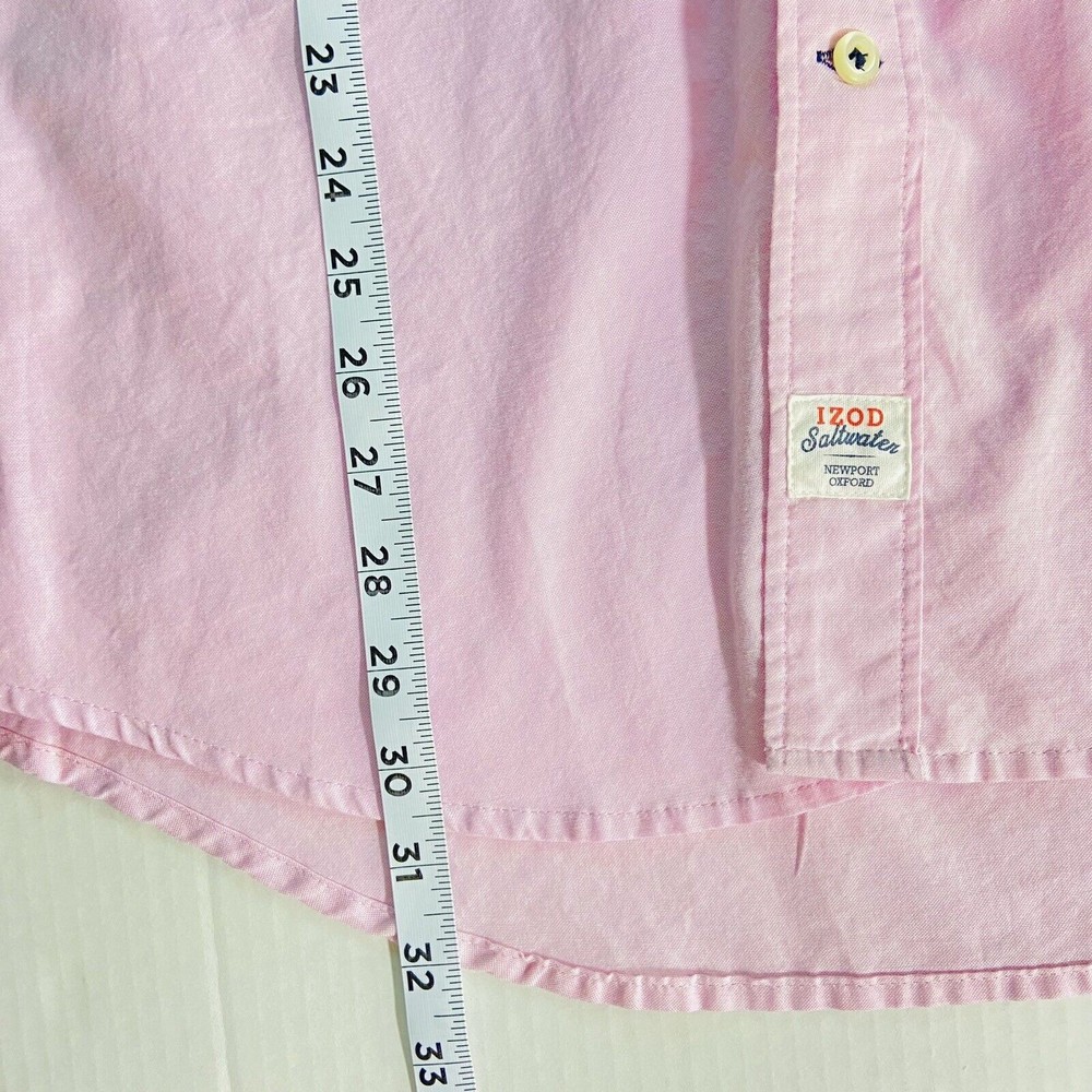 IZOD Saltwater Relaxed Classics Mens Shirt Size Large Pink Button Down Shirt - Picture 8 of 8